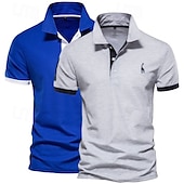 levne Pánské sportovní polo-Pánské polo tričko s krátkým rukávem, 2 ks, ležérní, s klopou, pohodlné, s ozdobným potiskem &amp;vyšívané základní letní polo tričko regular fit