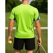 levne Pánská košile-Pánské Geometrický Sportovní sada Tenisová sada 2 Krátké rukávy Potisk Ter Emen Odvod vlhkosti Prodyšné Tenis Golf Pickleball Do V Modrá Zelená Oblečení na tenis