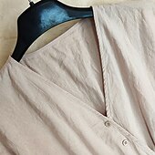 abordables Robes Bohémiennes-Femmes Robe Midi Robe en coton et lin Mode Moderne Extérieur Vacances Fête Coupe régulière Uni Manche Courte Col en V Kaki Été