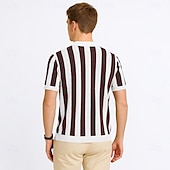 preiswerte Herren Elite Polo-Herren Polo Geschäft Lässig Umlegekragen Kurzarm Gitter Vertikale Streifen V-Ausschnitt Weich Sommer Frühling Herbst Kastanienbraun Dunkelblau Schwarz Dunkelkaffee Polo