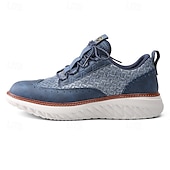 economico Sneakers Casual-scarpe da ginnastica da uomo blu in maglia con lacci, design elegante e suola ammortizzata per camminare, correre e l'uso quotidiano