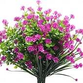baratos Plantas e Flores Artificiais-12 maços de flores artificiais para áreas externas, eucalipto artificial, grama de primavera, camélia e folhas de salgueiro de plástico, vegetação artificial resistente a raios UV para jardim, casa,