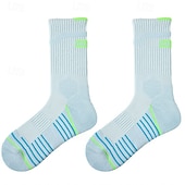 abordables Accesorios de Ropa de Tenis-Calcetines deportivos Calcetines de tenis 1 Par Mujer Calcetines A prueba de resbalones Transpirable Tenis Baloncesto Corriendo Correr pepinillo Deportes Bloque de color Algodón Blanco + Verde Blanco