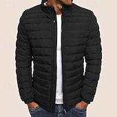 billiga Herrdunjackor och -parkas-varm bubbeljacka för män quiltad vadderad jacka med dragkedja ytterkläder utomhus vinterbomberjacka dragkedja kappa fritidskläder vindtät lättviktsjacka sport trenchcoat fiske klättring löpning