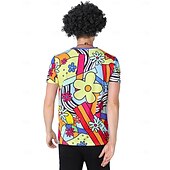 voordelige Bovenkanten-Cosplay kostuum T-Shirt Regenboog Jaren '70 Street Style T-shirt mouw Grafisch voor Voor heren Volwassenen 3D afdrukken  voor Halloween Carnaval Straat Festival