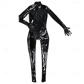abordables Brillante-Traje de gato de látex negro para mujer: mono zentai brillante con confección 3D, ajuste ceñido y cremallera en la entrepierna, perfecto para discotecas, desfiles del orgullo y Halloween. &amp;fetiche del