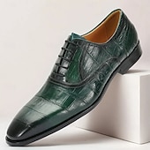 abordables Chaussures de Costume Classiques-Chaussures à lacets en cuir de crocodile vert haut de gamme pour hommes avec des détails élégants pour les dîners formels et les événements de gala