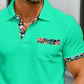  Herren Poloshirts Golfshirt Lässig Sport Klassisch Kurzarm Mode Cool Farbblock Knöpfe Sommer Frühling & Herbst Normale Passform Orange Grün Leicht Blau Poloshirts
