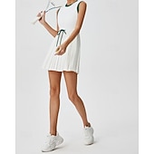 economico Abbigliamento Tennis da donna-Per donna Patchwork Abito da tennis Abito sportivo Senza Maniche Coulisse Pieghettato Traspirante Tennis Golf Pickleball Girocollo Tank Back Nero Rosso Verde Abbigliamento da tennis