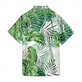 halpa Trooppiset kasvit-Miesten Palmu lehtiä Trooppiset kasvit Havaiji paita Button Up paita Havaijilaispaita Lyhythihainen Havaijilainen Loma Pyhäpäivä Ranta-asut Kesä Kevät Sänkyjen avaus 3D-tulostus kauluspaidat Apila
