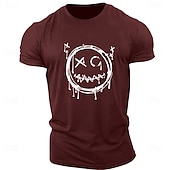 billiga Mäns grafiska t -shirt-Herr Tecknat Grafiska tryck Rolig Le ansikte T-shirt Grafiska utslagsplatser Bomull Kortärmad Grafisk Skjorta Heather Grey Svart Vit Bekväm t-shirt Utomhus Gata Modedesignerkläder