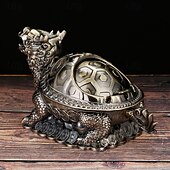 cheap Smoking Accessories-Vintage Ashtray with Lid, Dragon Turtle Windproof Ashtray for Home Living Room, Anti-Smoke Decorative Covered Ashtray Ornament
