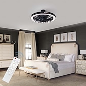 cheap Light Bulbs-1 Pc E26/27 Socket Ceiling Fan Light Remote Control Three Color Adjustable Wind Speed Timing Adjustable Dining Room Bedroom Living Room Ceiling Fan Light 100-240v