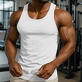 abordables Camisetas sin mangas de gimnasio-Hombre Camiseta sin mangas Top Camisetas Interiores Camisa sin mangas Sin Mangas Cuello redondo Primavera verano Plano Patrón Moda Design Vacaciones Calle Noche Negro Blanco Azul Real Camiseta