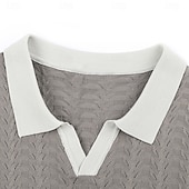 preiswerte Herren Elite Polo-Herren Polo Geschäft Lässig Umlegekragen Kurzarm Farbblock Jacquard V-Ausschnitt Weich Sommer Frühling Herbst Normale Passform Weinrot Schwarz Khaki Polo