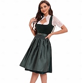 Χαμηλού Κόστους Dirndl-Φόρεμα Dirndl Γυναικείου Πράσινου Βαυαρίας με Ποδιά Σατέν και Μπλούζα Δαντέλας για το Oktoberfest