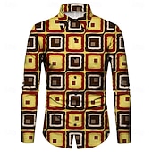 economico Cime-Retrò Vintage Anni '70 Camicia Disco Geometrico Psichedelico Costume Per uomo Halloween Carnevale Festival Musicale Parata dell'Orgoglio Adulti Camicia