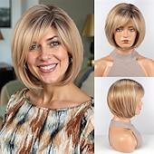 levne Syntetické trendy paruky-Dámské bob paruky, syntetická paruka s ofinou hnědé barvy