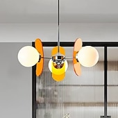 baratos Luzes pendentes-Luminária pendente LED 3/6/8 luzes, estilo moderno de meados do século, E14, lustre grande, globo branco, luminária de teto embutida em latão vintage Sputnik, luminária pendente de ilha de cozinha,