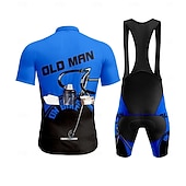 זול ערכות בגדי גברים-בגדי ריקוד גברים חולצת ג'רסי ומכנס קצר ביב לרכיבה שרוולים קצרים קיץ צהוב אודם כחול ים גראפי גיאומטרי אופניים קרם הגנה עמידות UV 3D לוח ייבוש מהיר כיס אחורי ספורט ביגוד