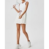 economico Abbigliamento Tennis da donna-Per donna Patchwork Abito da tennis Abito sportivo Senza Maniche Coulisse Pieghettato Traspirante Tennis Golf Pickleball Girocollo Tank Back Nero Rosso Verde Abbigliamento da tennis