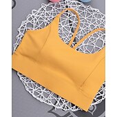abordables Soutiens-gorge de sport &amp; gilets-Femmes Couleur Unie Soutien-gorge de tennis Sans manches Dos nu Résistant aux Chocs Évacuation de l&#039;Humidité Respirant Tennis Le golf Jogging Col en U Dos à Lanières Noir Blanche Jaune Vêtements de
