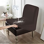 baratos Cobertura de Sofa-Capa para cadeira elástica sem braços, de cor sólida e à prova d&#039;água, de 1 peça, em couro sintético durável, para cadeiras individuais grandes, ideal para proteção de móveis residenciais e de hotéis