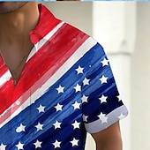 voordelige Onafhankelijkheidsdag T-shirts-Independence Day Voor heren Amerikaanse Amerikaanse vlag Vaderlandslievend Vierde juli Overhemd Zomer overhemd Overhemd met knopen Korte mouw Mode-casual Feestdagen Zomer Lente Strijkijzer