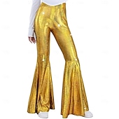 levne Spodní části-Retro 70. léta Báječný Kalhoty do zvonu Roztažené kalhoty Disko Vysoký pas Lesklý latexový patent Kov Hadí kůže Maškarní kostým Dámské předvečer Všech svatých Karneval hudební festival Retro