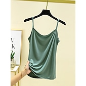 ieftine Top simplu-Pentru femei Camisole Tank Top Culoare solidă Zilnic Fără manșon Stil Nautic Topuri obișnuite Zilnic Fără Spate Albastru Deschis Gri Fier Albastru denim Verde matcha Negru Vară
