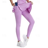 tanie Spódnice i szorty damskie-Damskie Solidne kolory Spódnica casualowa Spódnica tenisowa z legginsami Pofałdowany Boczne kieszenie Szybkie wysychanie Bransoletka tenisowa Golf Pikle Doły Czarny Biały Fioletowy Odzież tenisowa