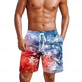 voordelige Vlag Print-Independence Day Voor heren Amerikaanse vlag Vaderlandslievend Vierde juli Lange zwembroeken Zwemshorts Boardshorts Medium Taille Hawaii Feestdagen Zijzakken Mesh voering Elastische tailleband met