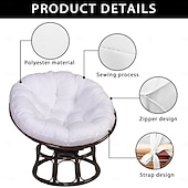 abordables Housse de canapé-Coussin rond pour balcon, patio, jardin, extérieur ou intérieur, coussin de chaise suspendu, coussin de remplacement pour chaise en forme d&#039;œuf