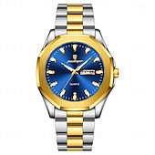 economico Orologi al quarzo-Orologio da polso di lusso da uomo, impermeabile, luminoso, con settimana e data, originale, in acciaio inossidabile, sportivo, al quarzo, da uomo.