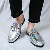 Χαμηλού Κόστους Αντρικά Clogs &amp; Mules-Ανδρικά πράσινα μοκασίνια από δέρμα φιδιού με χρυσές λεπτομέρειες – μοντέρνα slip-on για επίσημα δείπνα και βραδινές εξόδους