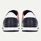 cheap Classic Dress Shoes-Men&#039;s Premium Leather Sneakers – Stylish Lace-Up Running Shoes with Red and White Accents for Sports, Travel and Everyday Wear