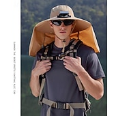 economico Fari anteriori-Cappello da pescatore a tesa larga con ventola solare - 1 pezzo, scialle protettivo per il collo, protezione solare, traspirante e rinfrescante, perfetto per campeggio estivo, escursioni e avventure di pesca