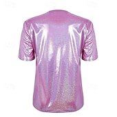 levne Topy-Retro 80. léta Blouznit Trička Disko Lesklý latexový patent Kov Dámské Hrdost předvečer Všech svatých Karneval hudební festival Pride Parade Měsíc hrdosti Dospělí Tričko Léto