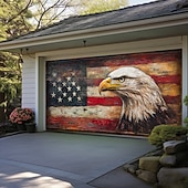 abordables Bannières de Garage et de Porte-Décorations de porte du 4 juillet Couvre-porte de garage Américain Patriote Aigle Bannière extérieure Grand fond pour décorations de garage extérieur à la maison