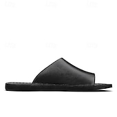 billiga Avslappnade sandaler-Herrsandaler i brunt konstläder med minimalistisk design och komfort, perfekt för vuxna, perfekt för avkoppling inomhus, vardagsbruk, hotellspa