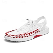 preiswerte Urlaubsandalen-Herren-Sneaker in Rot und Marineblau, Laufschuhe mit einzigartigem Schnürdesign und gepolsterter Sohle für Sport und Freizeit