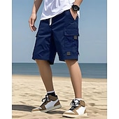 economico Vacanza-Per uomo Pantaloncini cargo Shorts Pantaloncini Estivi Coulisse Elastico in vita Multi-tasche Semplice Comodità Indossabile Lunghezza al ginocchio All&#039;aperto Sport Quotidiano Moda Casual Nero Blu