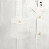 preiswerte Urlaub-Herren Hemd Leinenhemd Guayabera Hemd Sommerhemd Strandhemd Knopfhemd Einfach Urlaub Lässig Weiß Langarm Kragen Sommer Frühling &amp; Sommer Bekleidung Tasche