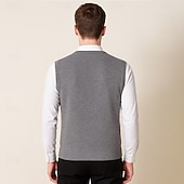 preiswerte Herren Elite Pullover &amp; Cardigans-Herren Pullunder Stricken Jacquard Geometrisches Muster V Ausschnitt Täglich Westen Urlaub Heim Bekleidung Ärmellos Sommer Frühling Schwarz Khaki S M L