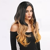 ieftine Peruci Sintetice Trendy-Peruci Sintetice Ondulat Buclat în Profunzime Frizură în Straturi Cu breton Realizat la mașină Perucă 24 inch A1 Păr Sintetic Pentru femei Clasic Comfortabil Gradient de culoare Multi-Color