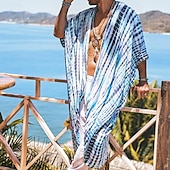 cheap Men&#039;s Casual Shirts-Men&#039;s Shirt Casual Shirt Beach Shirt Shrugs Blue Short Sleeves Stripes Vacation Hawaiian Clothing Apparel Polyester Fashion Ethnic Style Casual Comfortable