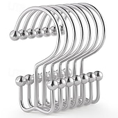 cheap Shower Curtains-Shower Curtain Hooks, 12 Pcs Shower Curtain Rings, Durable Rust Proof Black Shower Curtain Hooks, Shower Rings for Curtain, Double Glide Shower Curtain Hooks for Shower Curtain Rods