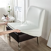 baratos Cobertura de Sofa-Capa para cadeira elástica sem braços, de cor sólida e à prova d&#039;água, de 1 peça, em couro sintético durável, para cadeiras individuais grandes, ideal para proteção de móveis residenciais e de hotéis