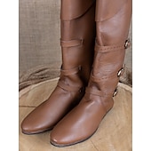 abordables Calzado-Medieval Renacimiento Zapatos Botas hasta la rodilla Botas planas de jazz Hombre Celta Pirata Víspera de Todos los Santos Mascarada Rendimiento LARP Feria Ren Adulto Zapatos
