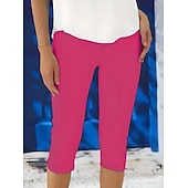  Damskie Spodnie capri Getry Urlop Moda Moda miejska Capris Wysoka talia Jednokolorowe Drukowanie Keep Warm Miękka Oddychający Elastyczny Codzienny Na zewnątrz Urlop Turkusowy Czarny Biały Fuksja Lato